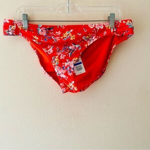 NWT JESSICA SIMPSON RED PEPPER FLORAL PRINT FULL COVERAGE BIKINI BOTTOM SIZE XL